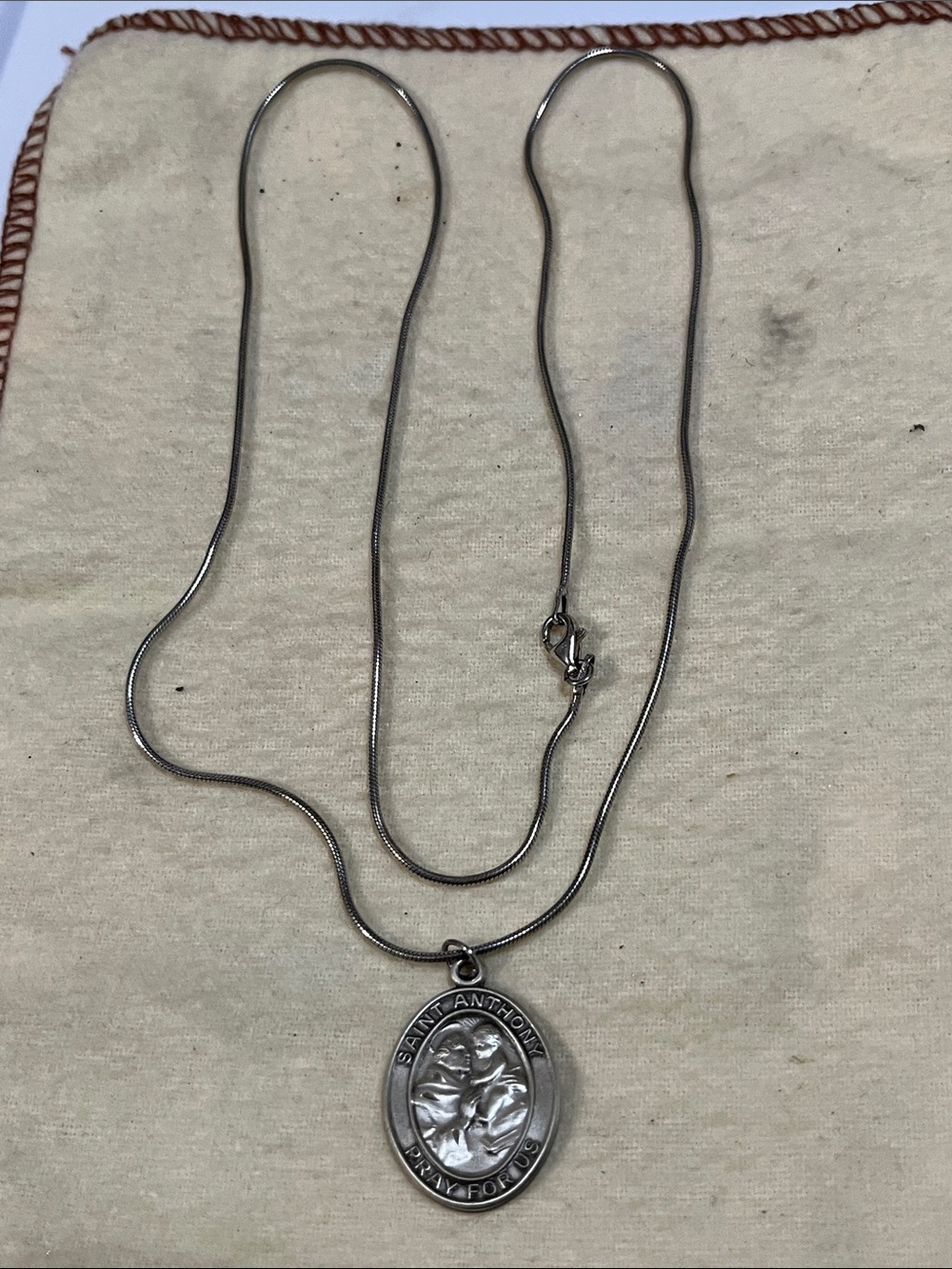 Saint Anthony Devotional Pendant Necklace in  925 Sterling silver Italy